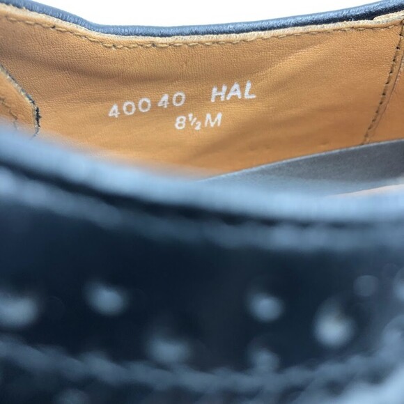 Vintage French Shriner Mens Black Leather Wing Tip Lace Up Dress Shoes Size 8.5M - Picture 9 of 12